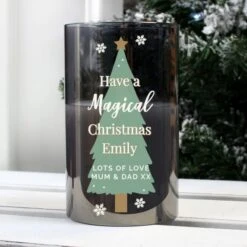 Personalised Christmas Tree Smoked Glass LED Candle -PERSONALISE STORE p1007d99 2