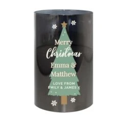 Personalised Christmas Tree Smoked Glass LED Candle -PERSONALISE STORE p1007d99 4