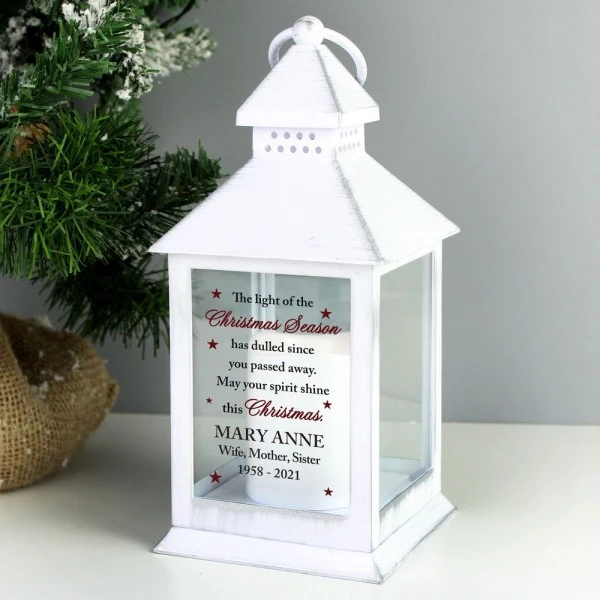 Personalised Christmas Season Memorial White Lantern 2 Personalised Christmas Season Memorial White Lantern - Image 2
