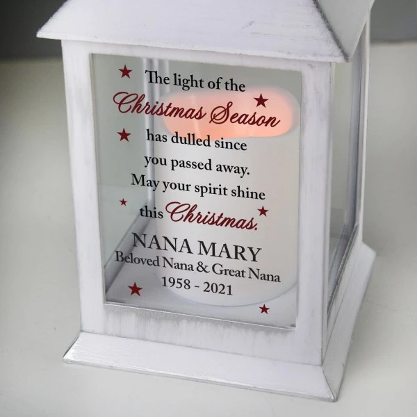Personalised Christmas Season Memorial White Lantern 3 Personalised Christmas Season Memorial White Lantern - Image 3