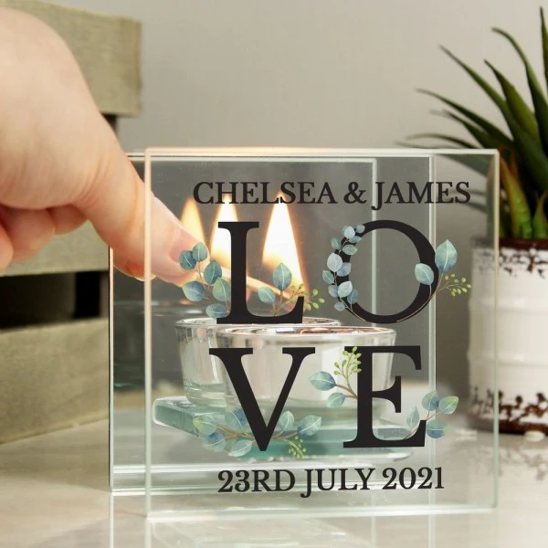 Personalised Botanical Mirrored Glass Tea Light Holder 2 Personalised Botanical Mirrored Glass Tea Light Holder - Image 2