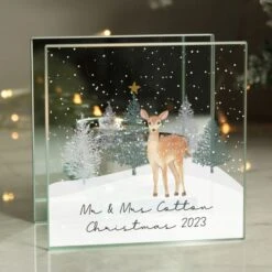 Personalised Christmas Deer Glass Tea Light Candle Holder -PERSONALISE STORE p1007e51 3