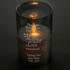Personalised Life & Love Memorial Smoked LED Candle -PERSONALISE STORE p1007f50 6