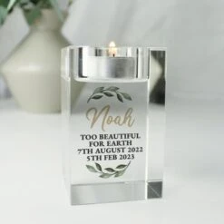 Personalised Botanical Memorial Glass Tealight Holder -PERSONALISE STORE p1007f52 5