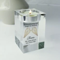 Personalised Angel Wings Memorial Glass Tealight Holder -PERSONALISE STORE p1007f53 5