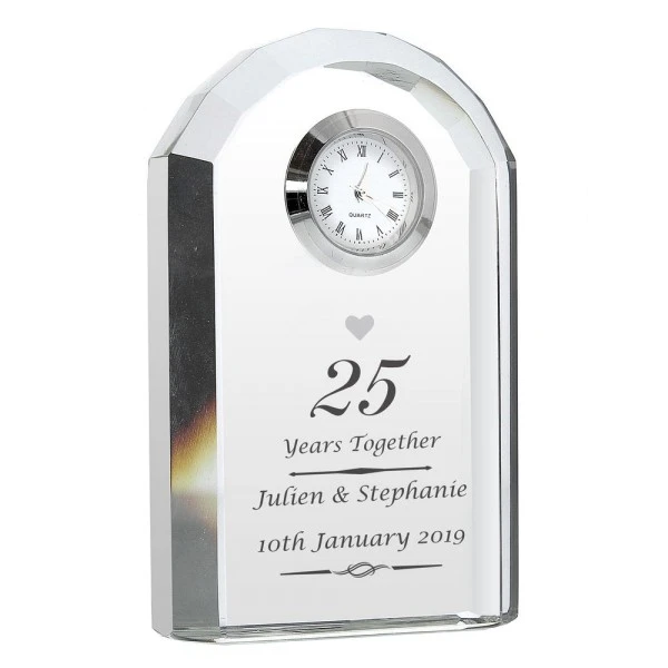 Personalised Silver Anniversary Crystal Clock 2 Personalised Silver Anniversary Crystal Clock - Image 2