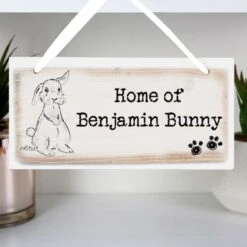 Personalised Rabbit Wooden Sign -PERSONALISE STORE p101157 2