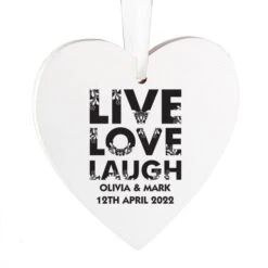 Personalised Live Love Laugh Wooden Heart Decoration 5 Personalised Live Love Laugh Wooden Heart Decoration -PERSONALISE STORE p1011a19 2
