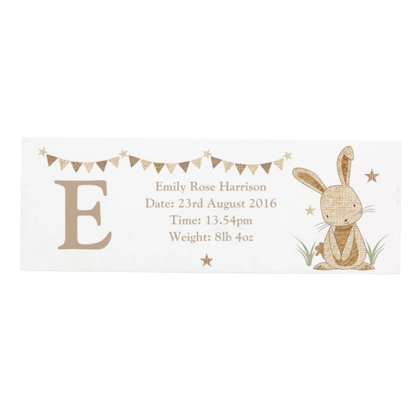 Personalised Hessian Rabbit Wooden Block Sign 2 Personalised Hessian Rabbit Wooden Block Sign - Image 2