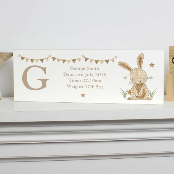 Personalised Hessian Rabbit Wooden Block Sign 3 Personalised Hessian Rabbit Wooden Block Sign - Image 3