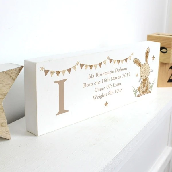 Personalised Hessian Rabbit Wooden Block Sign 4 Personalised Hessian Rabbit Wooden Block Sign - Image 4