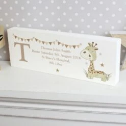 Personalised Hessian Giraffe Wooden Block Sign -PERSONALISE STORE p1011b59 2