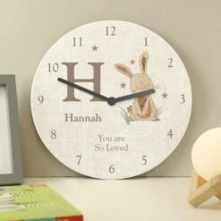 Personalised Hessian Rabbit Shabby Chic Large Wooden Clock -PERSONALISE STORE p1011c22 2