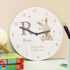 Personalised Hessian Rabbit Shabby Chic Large Wooden Clock -PERSONALISE STORE p1011c22 3