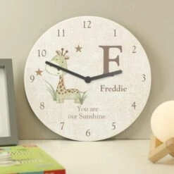 Personalised Hessian Giraffe Shabby Chic Large Wooden Clock -PERSONALISE STORE p1011c23 2