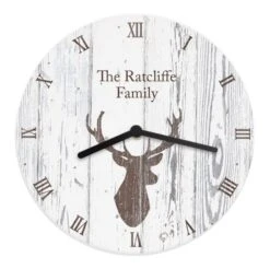 Personalised Highland Stag Shabby Chic Wooden Clock -PERSONALISE STORE p1011c25 4