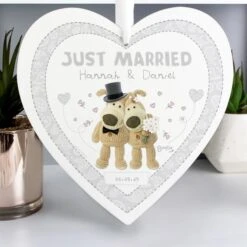 Personalised Boofle Wedding Large Wooden Heart Decoration -PERSONALISE STORE p1011c52 2