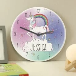 Personalised Unicorn Wooden Clock