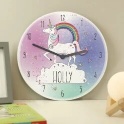 Personalised Unicorn Wooden Clock -PERSONALISE STORE p1011c53 2