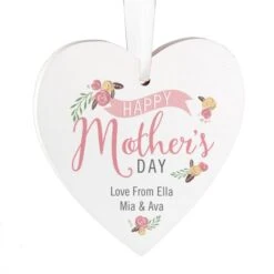 Personalised Floral Bouquet Mother's Day Wooden Heart Decoration -PERSONALISE STORE p1011c78 2