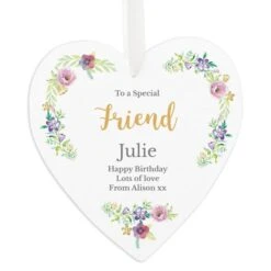 Personalised Any Role "Floral Watercolour" Large Wooden Heart Decoration -PERSONALISE STORE p1011d16 4