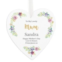 Personalised Any Role "Floral Watercolour" Large Wooden Heart Decoration -PERSONALISE STORE p1011d16 5