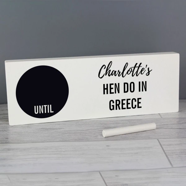 Personalised Classic Chalk Countdown Wooden Block Sign 1 Personalised Classic Chalk Countdown Wooden Block Sign