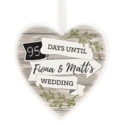 Personalised White Arrow Banner Chalk Countdown Wooden Heart Decoration -PERSONALISE STORE p1011d54 4