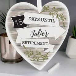Personalised White Arrow Banner Chalk Countdown Wooden Heart Decoration -PERSONALISE STORE p1011d54 6