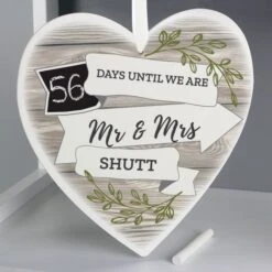 Personalised White Arrow Banner Chalk Countdown Wooden Heart Decoration -PERSONALISE STORE p1011d54 7
