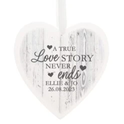 Personalised Love Story Large Wooden Heart Decoration -PERSONALISE STORE p1011d60 4