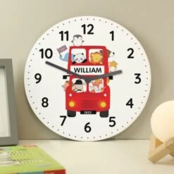 Personalised London Animal Bus Wooden Clock -PERSONALISE STORE p1011d68 2