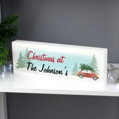 Personalised "Driving Home For Christmas" Wooden Block Sign