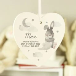 Personalised Baby Bunny Wooden Heart Decoration -PERSONALISE STORE p1011d72 2