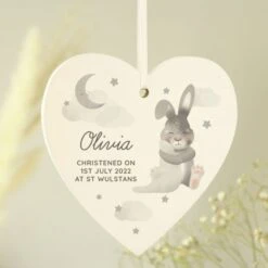 Personalised Baby Bunny Wooden Heart Decoration -PERSONALISE STORE p1011d72 3