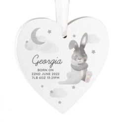 Personalised Baby Bunny Wooden Heart Decoration -PERSONALISE STORE p1011d72 4
