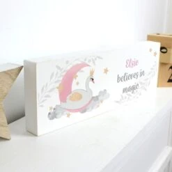 Personalised Swan Lake Wooden Block Sign -PERSONALISE STORE p1011d78 2