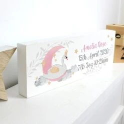 Personalised Swan Lake Wooden Block Sign -PERSONALISE STORE p1011d78 3