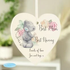 Personalised Me To You Floral Wooden Heart Decoration -PERSONALISE STORE p1011d83 2