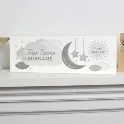 Personalised New Baby Moon & Stars Wooden Block Nursery Sign -PERSONALISE STORE p1011d87 6