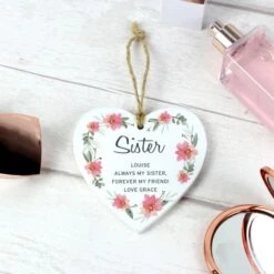 Personalised Floral Sentimental Wooden Heart Decoration -PERSONALISE STORE p1011d91 8