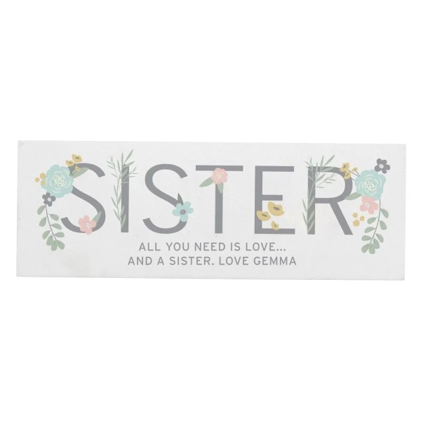 Personalised Floral Sister Wooden Block Sign 2 Personalised Floral Sister Wooden Block Sign - Image 2