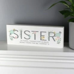 Personalised Floral Sister Wooden Block Sign 8 Personalised Floral Sister Wooden Block Sign -PERSONALISE STORE p1011d93 3