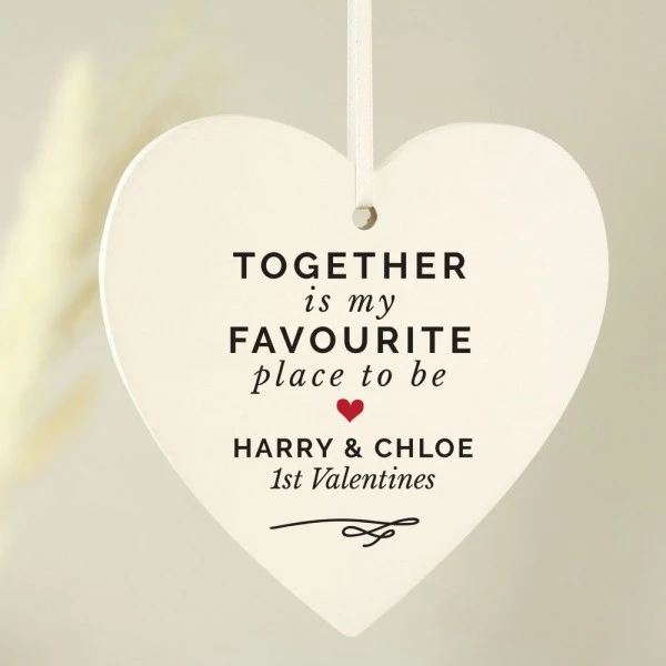 Personalised Together Is My Favourite Place Wooden Heart Decoration 2 Personalised Together Is My Favourite Place Wooden Heart Decoration - Image 2
