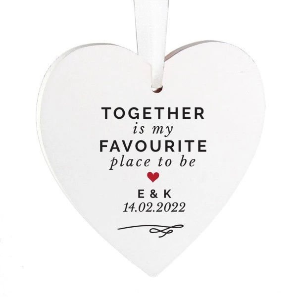Personalised Together Is My Favourite Place Wooden Heart Decoration 3 Personalised Together Is My Favourite Place Wooden Heart Decoration - Image 3
