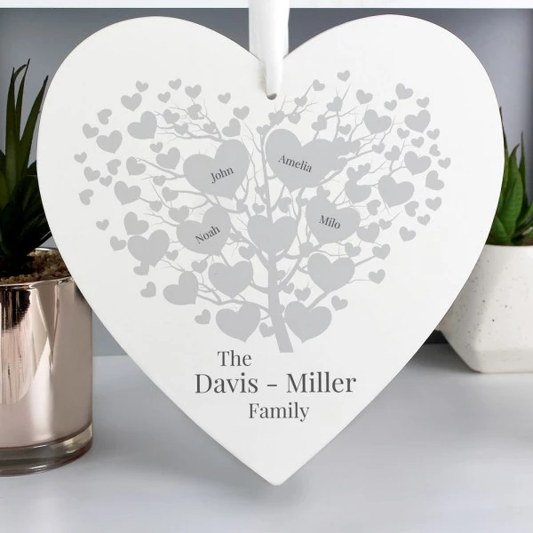 Personalised Family Tree Large Wooden Heart 3 Personalised Family Tree Large Wooden Heart - Image 3