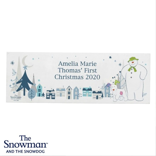 Personalised The Snowman And The Snowdog Wooden Block Sign 5 Personalised The Snowman And The Snowdog Wooden Block Sign - Image 5