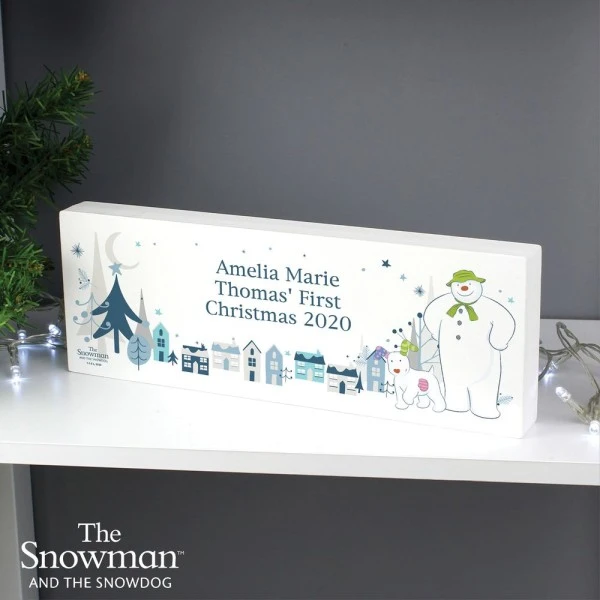 Personalised The Snowman And The Snowdog Wooden Block Sign 6 Personalised The Snowman And The Snowdog Wooden Block Sign - Image 6