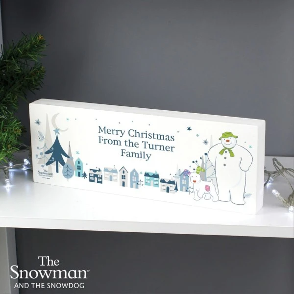 Personalised The Snowman And The Snowdog Wooden Block Sign 7 Personalised The Snowman And The Snowdog Wooden Block Sign - Image 7