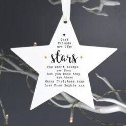 Personalised Good Friends Wooden Star Decoration -PERSONALISE STORE p1011e31 2
